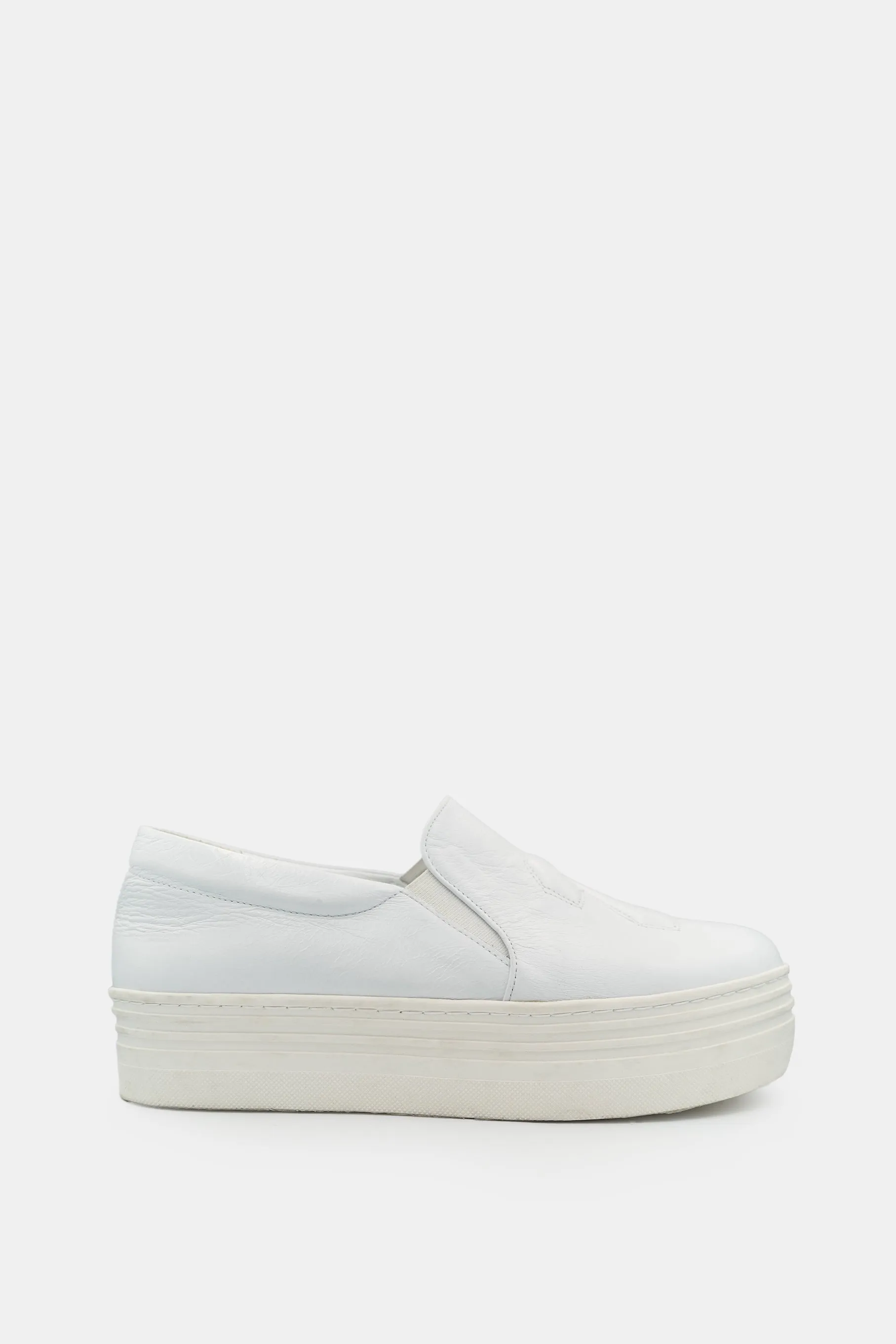 Handmade "23" Leather Platform Sneakers, White
