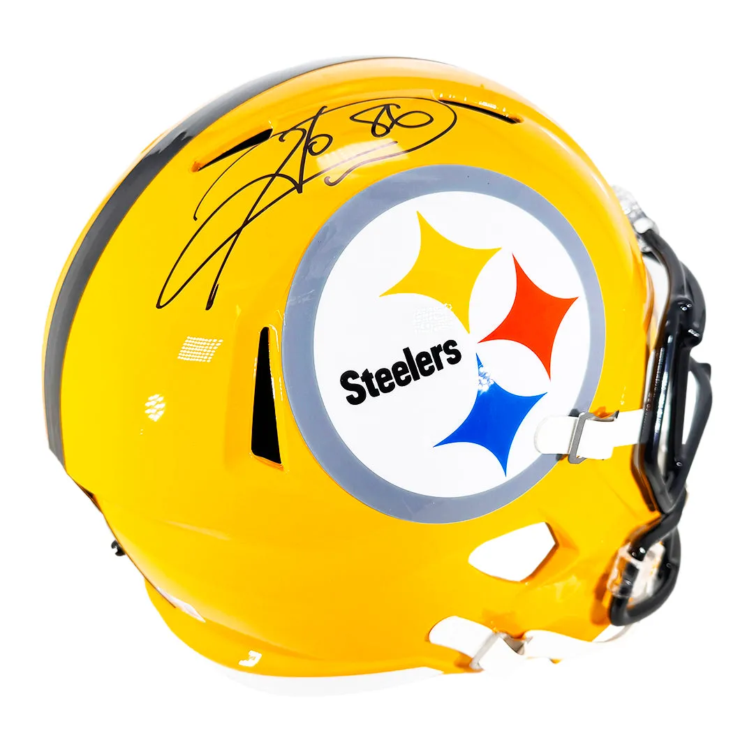 Hines Ward Signed Pittsburgh Steelers Gold Throwback Speed Full-Size Replica Football Helmet (Beckett)