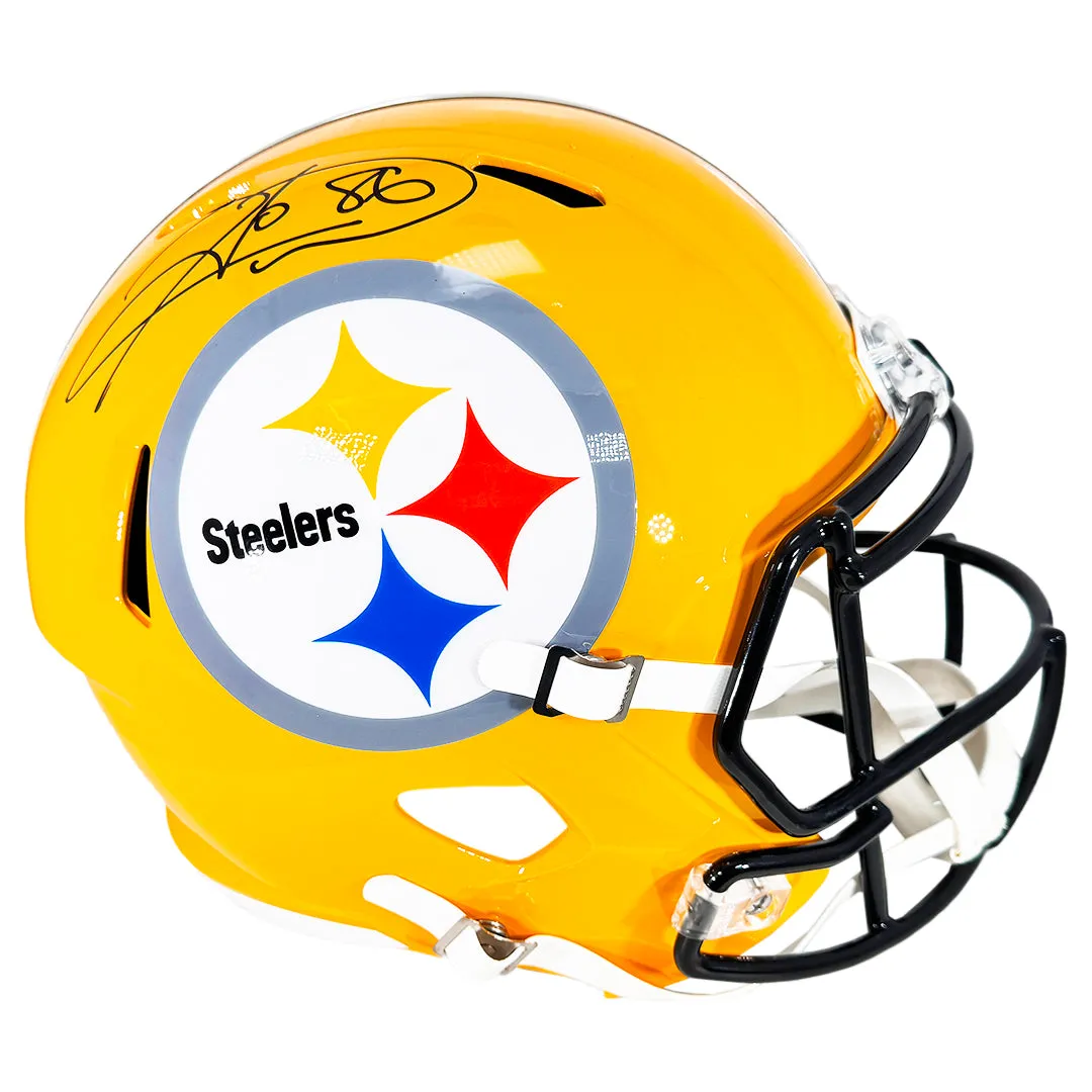 Hines Ward Signed Pittsburgh Steelers Gold Throwback Speed Full-Size Replica Football Helmet (Beckett)