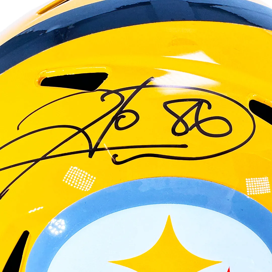 Hines Ward Signed Pittsburgh Steelers Gold Throwback Speed Full-Size Replica Football Helmet (Beckett)