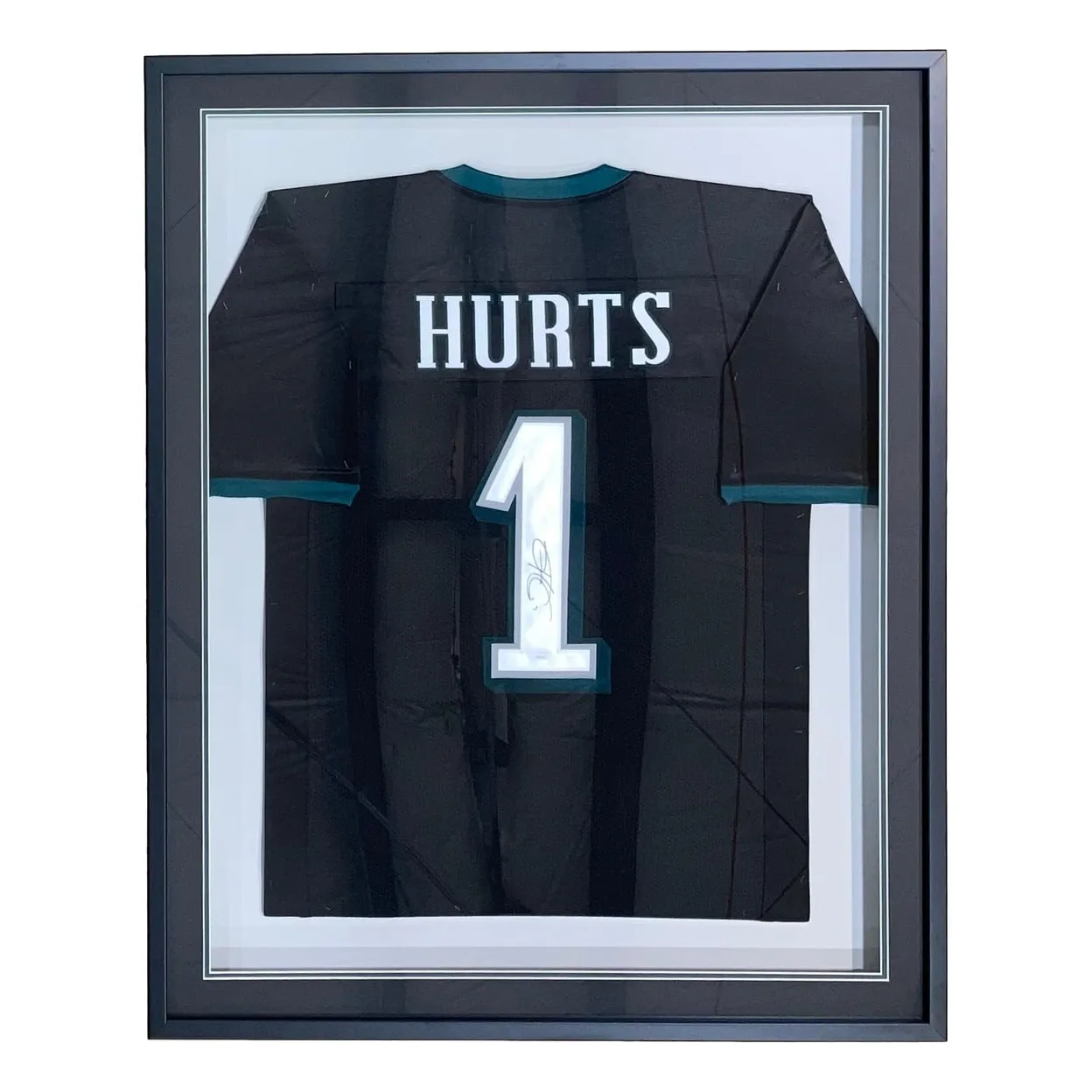Jalen Hurts Philadelphia Signed Framed Black Football Jersey JSA Hologram