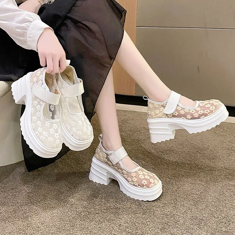 Lace Floral Calf Shoes
