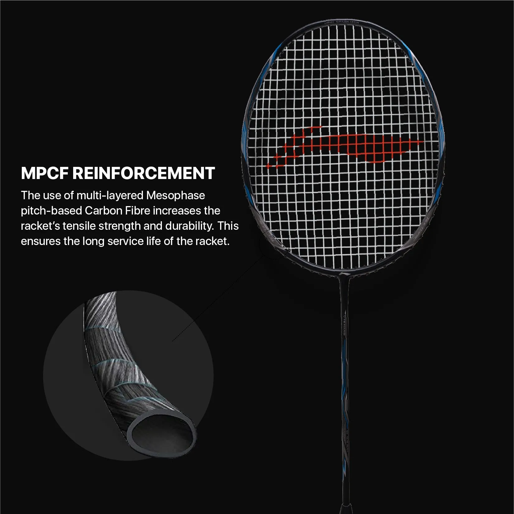 Li-Ning Tectonic 3R Strung Badminton Racquet (Silver / Blue / Black)