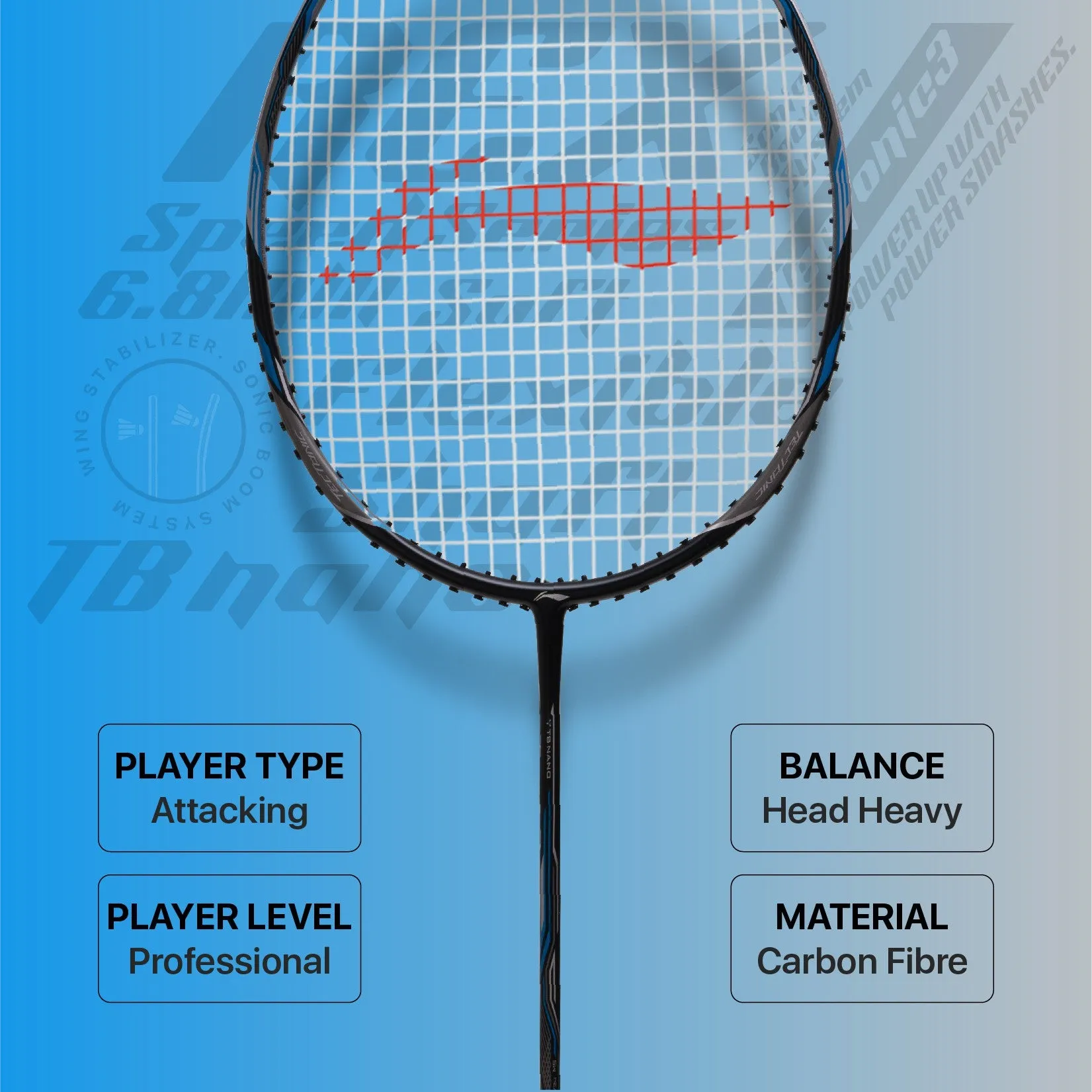 Li-Ning Tectonic 3R Strung Badminton Racquet (Silver / Blue / Black)