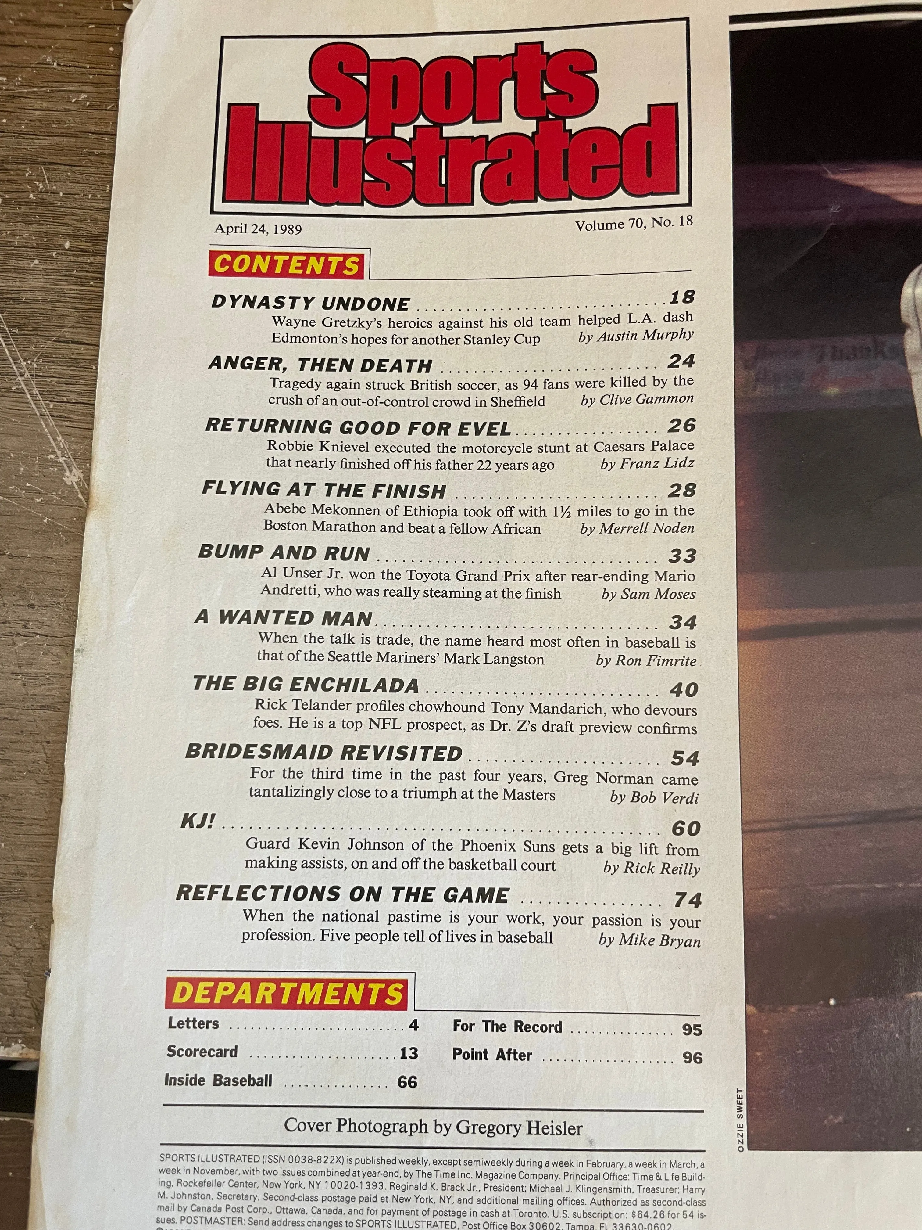 <€€ Vintage Sports Illustrated Magazine Hulk Tony Mandarich April 24, 1989
