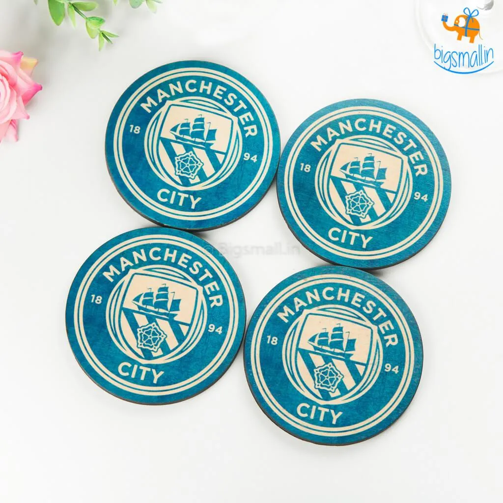 Manchester City Wooden Coasters - Set of 4