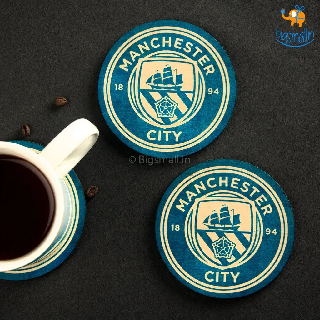 Manchester City Wooden Coasters - Set of 4