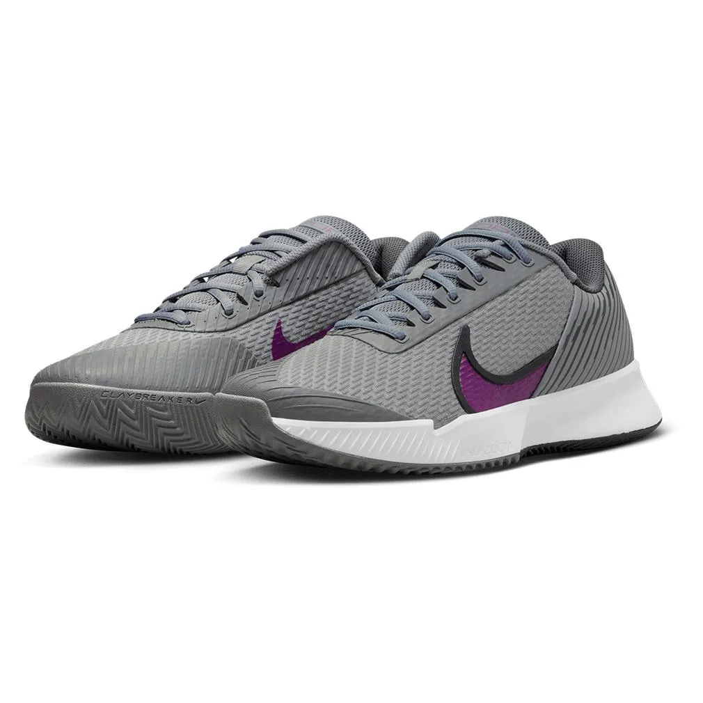 Men`s Air Zoom Vapor Pro 2 Clay Tennis Shoes Smoke Grey and Sangria
