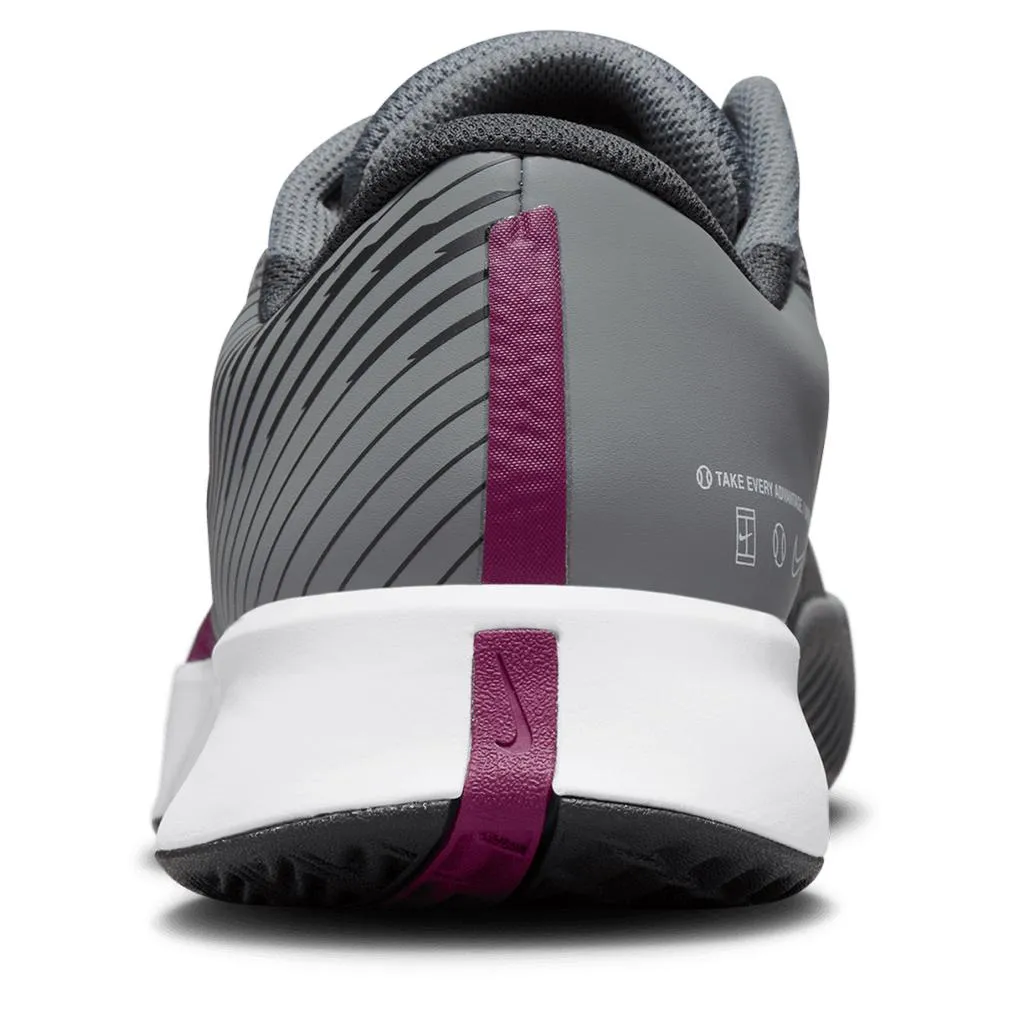 Men`s Air Zoom Vapor Pro 2 Clay Tennis Shoes Smoke Grey and Sangria