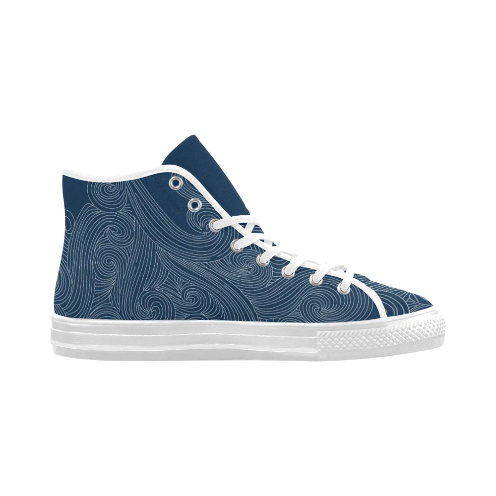 Men's Big Size Aquarius Water Bearer Blue Print Canvas High Top Shoes