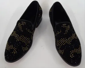 Men's Fiesso Black Suede Gold Shoes