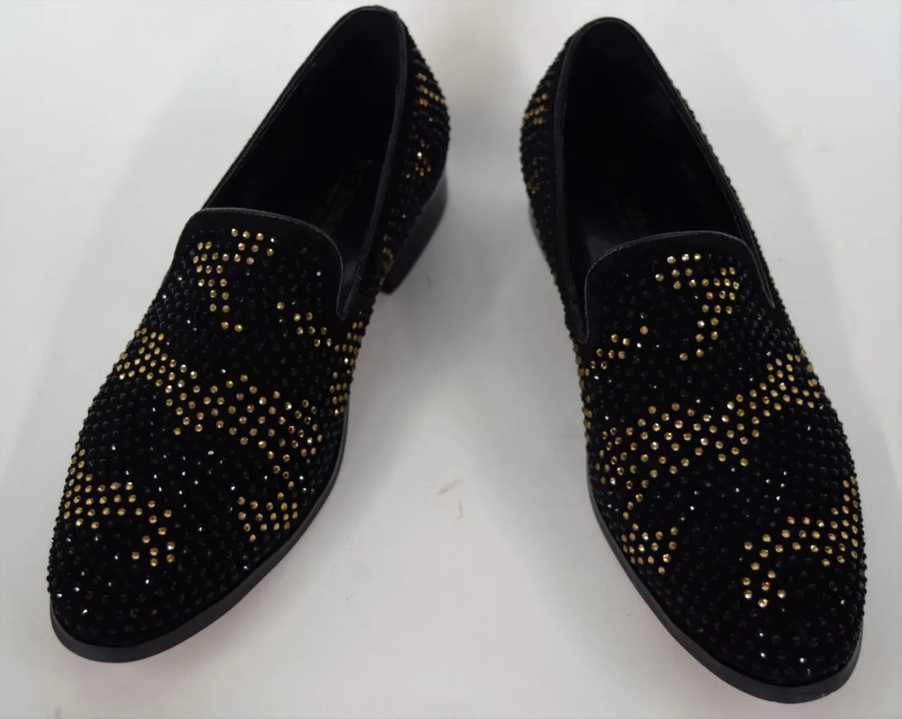 Men's Fiesso Black Suede Gold Shoes