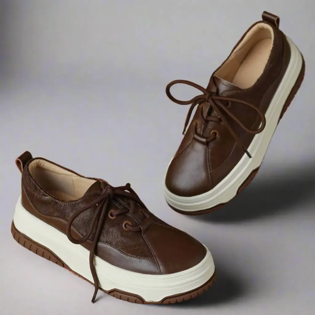Monalisa Brown Leather Sneakers