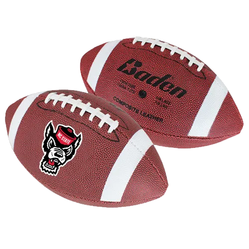 NC State Wolfpack Wolfhead Junior Brown Composite Leather Football