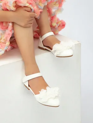 New Spring Toddler Girls' Lace Trimmed Pointed Toe Flat Shoes