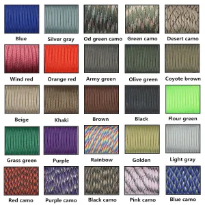 outdoor camping Paracord Parachute Cord Lanyard Rope Mil Spec Type III 7Strand 50feet ,100feet