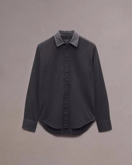 Rag & Bone Tomlin Cotton Shirt in Charcoal Grey