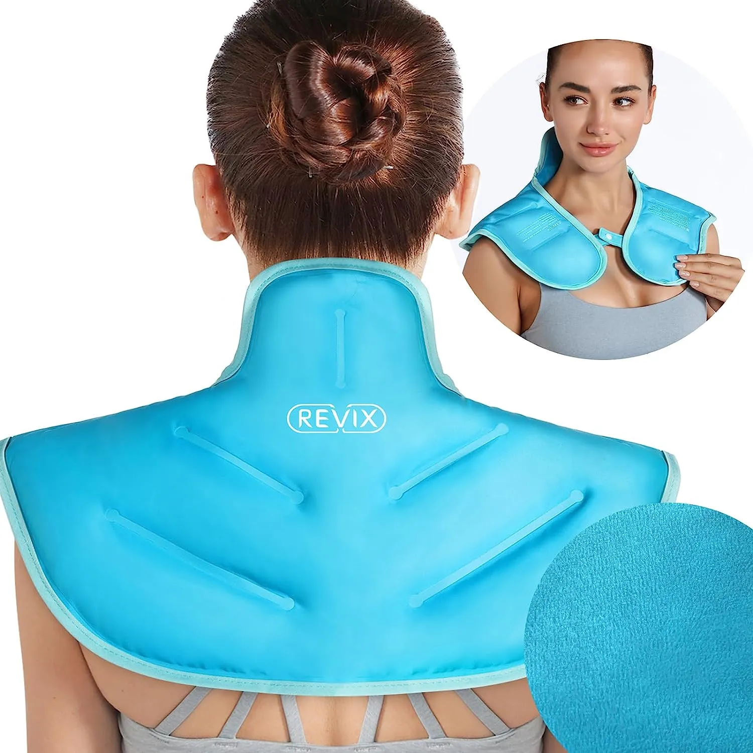 REVIX Ice Pack for Neck and Shoulders Upper Back Pain Relief, Large Neck Ice Pack Wrap with Soft Plush