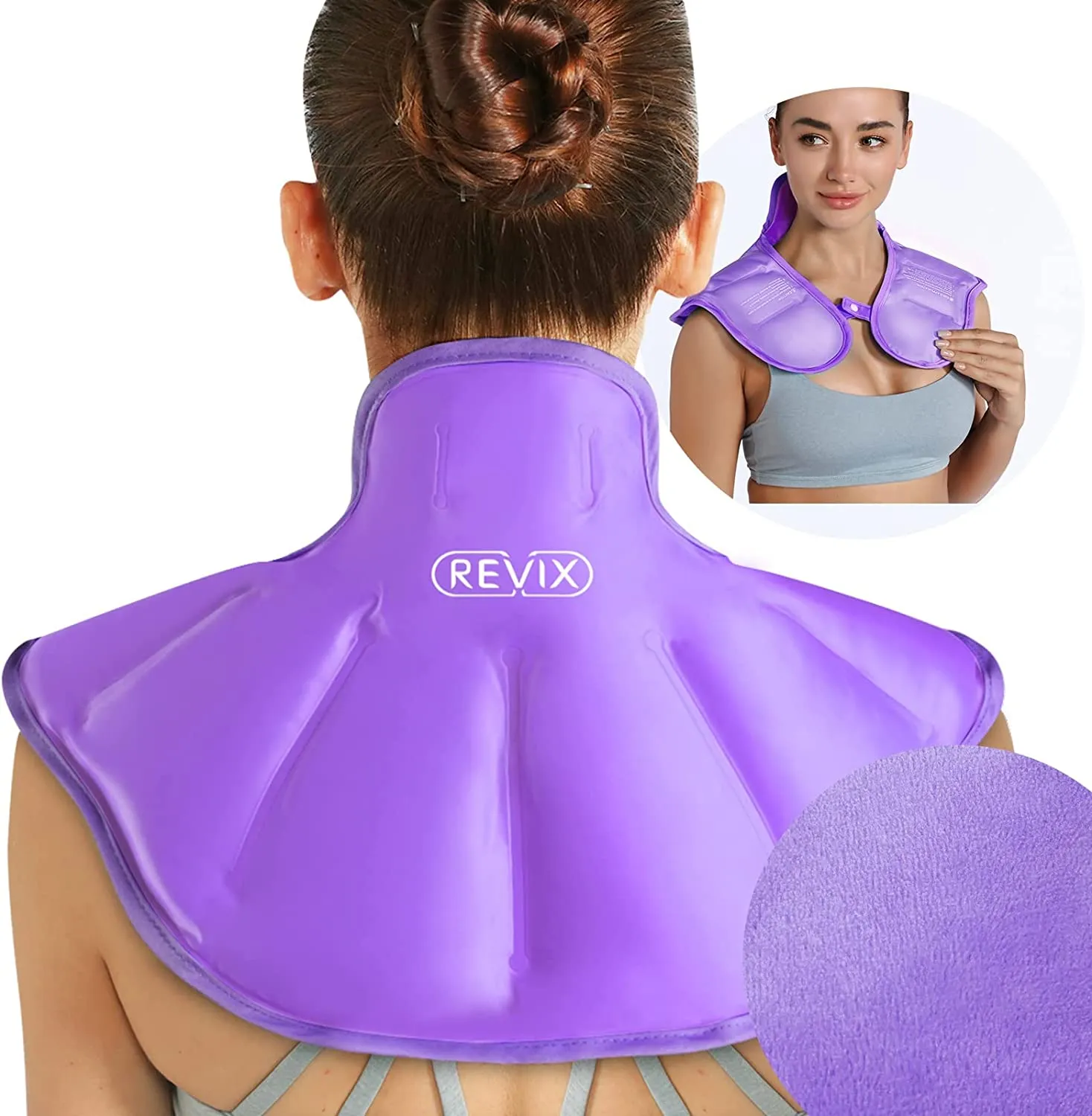 REVIX Ice Pack for Neck and Shoulders Upper Back Pain Relief, Large Neck Ice Pack Wrap with Soft Plush