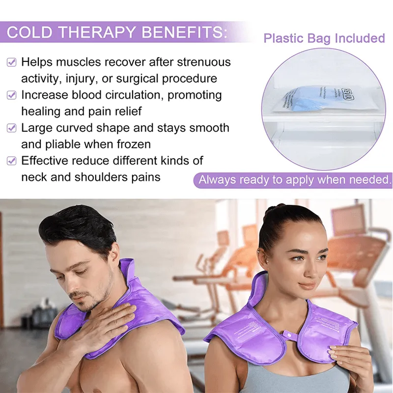 REVIX Ice Pack for Neck and Shoulders Upper Back Pain Relief, Large Neck Ice Pack Wrap with Soft Plush