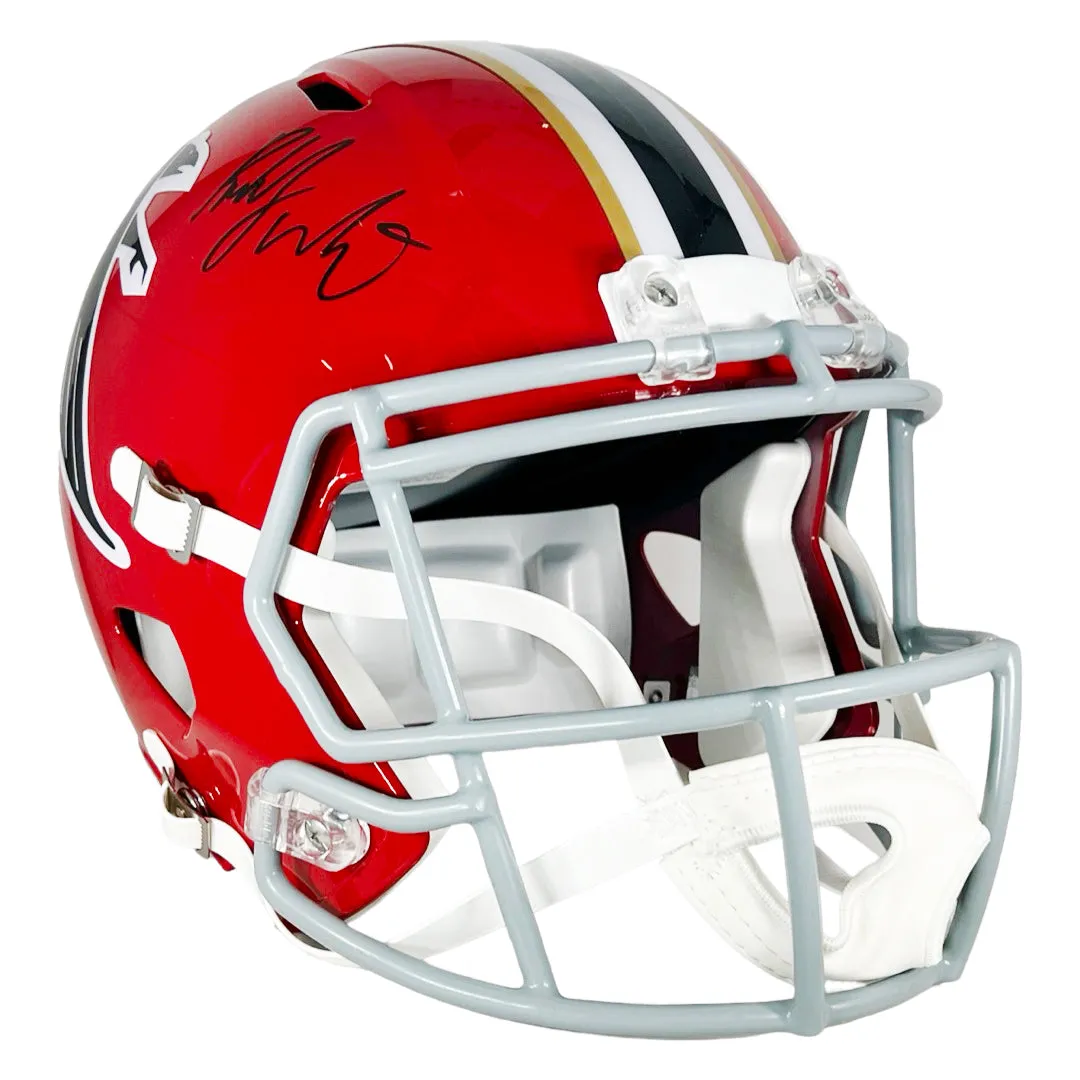 Roddy White Signed Atlanta Falcons Throwback 66-69 Speed Full-Size Replica Football Helmet (Beckett)