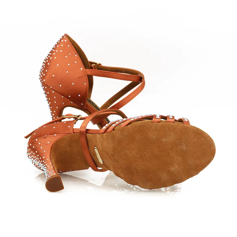 Sage - 3.75" Dark Tan Latin Dance Heels