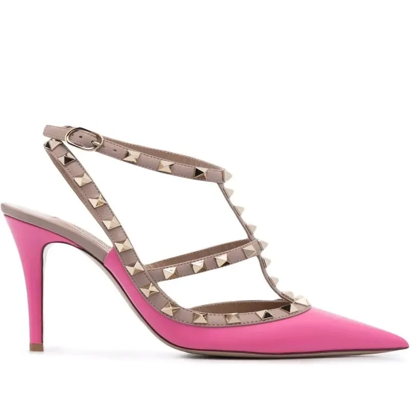 Studded Pumps Quote Heels