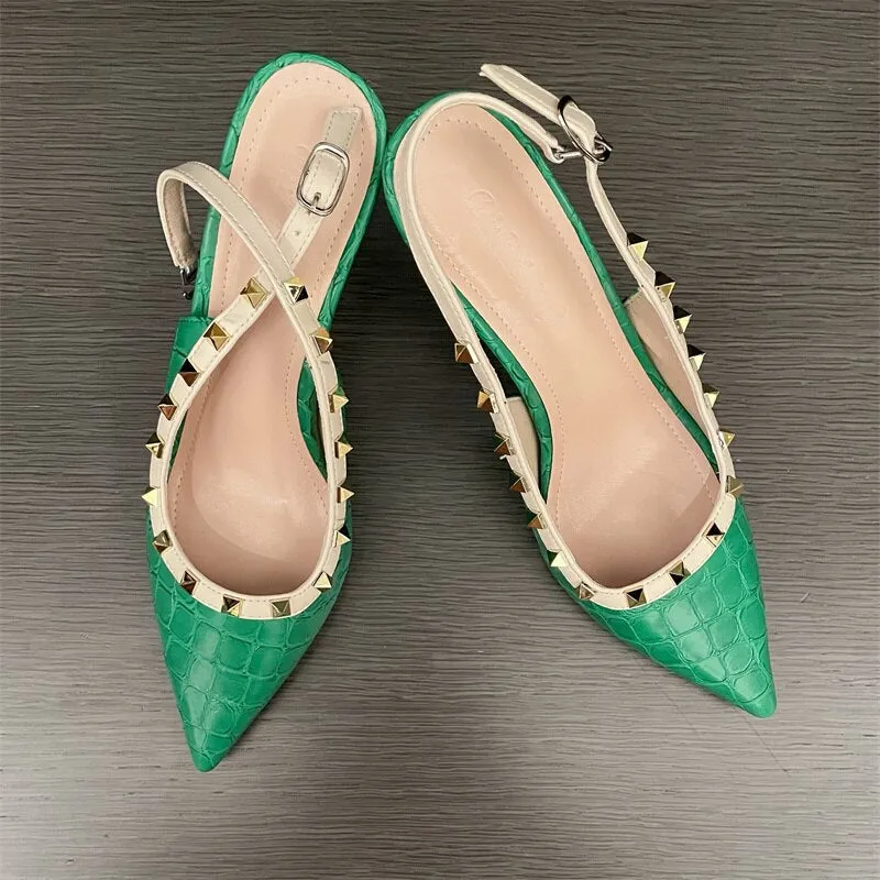 Studded Pumps Quote Heels