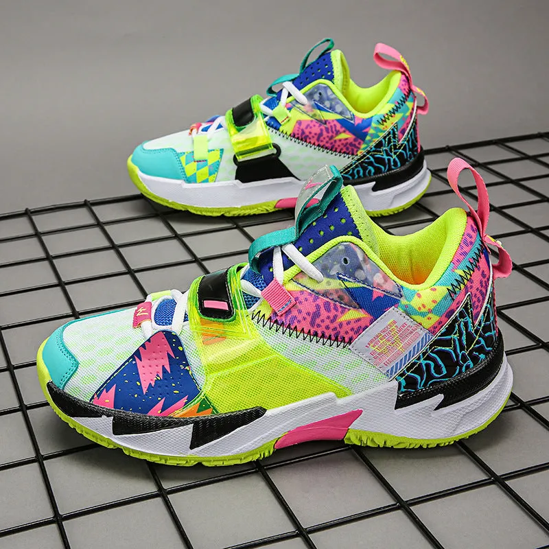 Student's New Basketball Shoes Men's Breathable Non-slip Lace Reduction