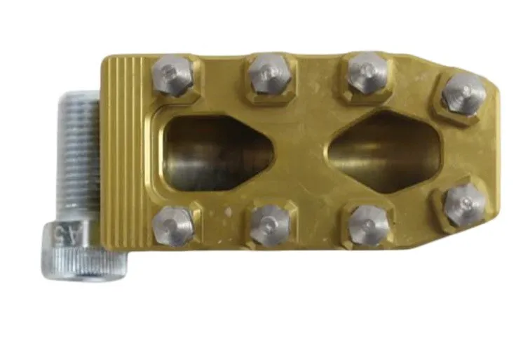TCB PRO SERIES MX LITE RIDER FOOT PEGS FOR 2018-NEWER HARLEY SOFTAIL & PAN AMERICA BLACK , GOLD RAW FINISH