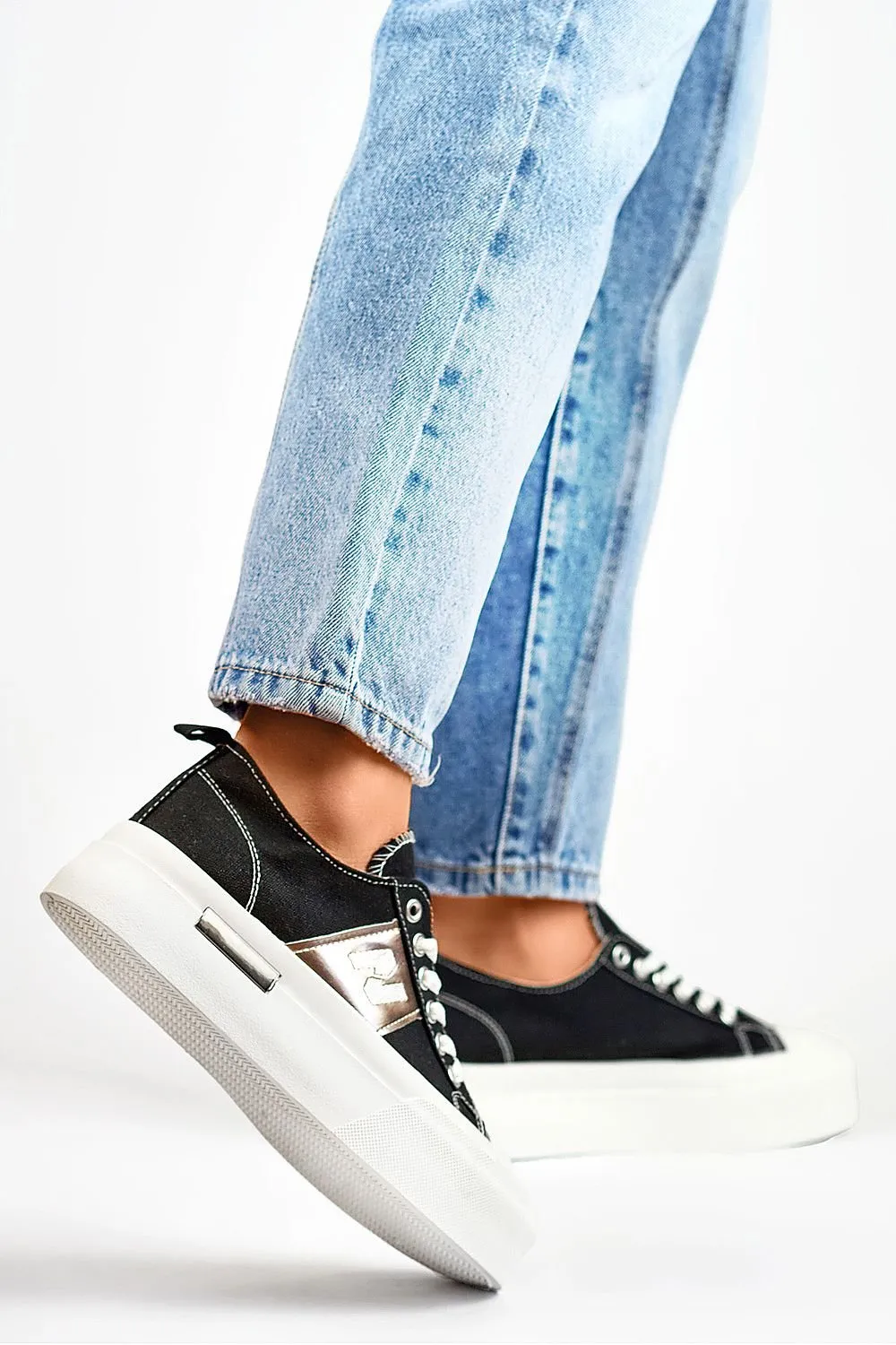 TEEK - Metallic Tab Laced Womens Sneakers