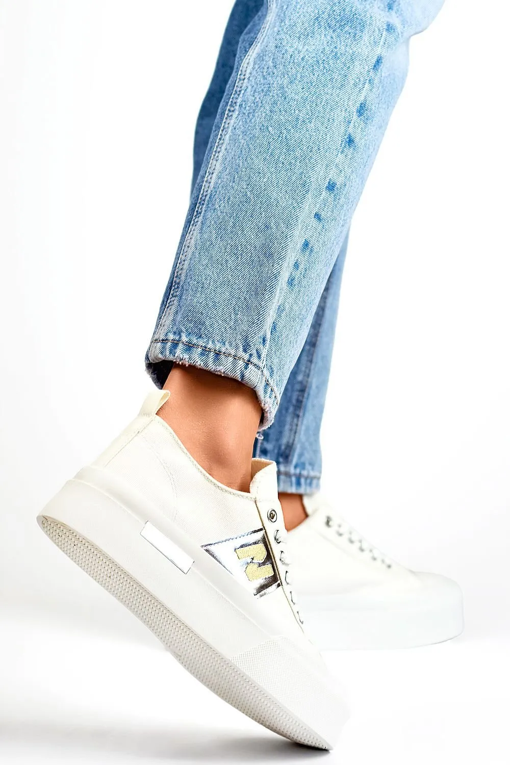 TEEK - Metallic Tab Laced Womens Sneakers