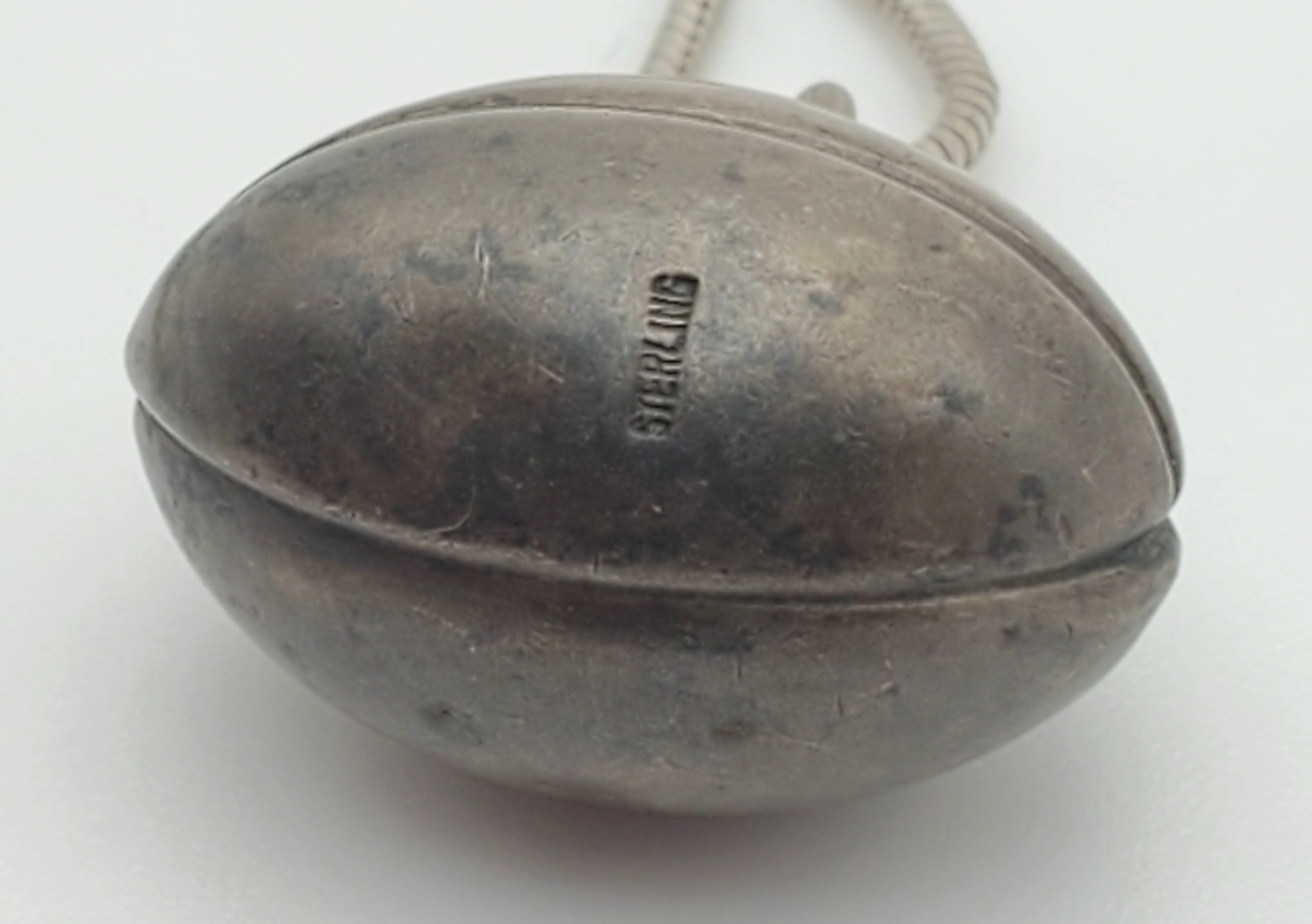 Vintage Sterling Silver Football Pendant on Sterling Silver Necklace - 19.75"