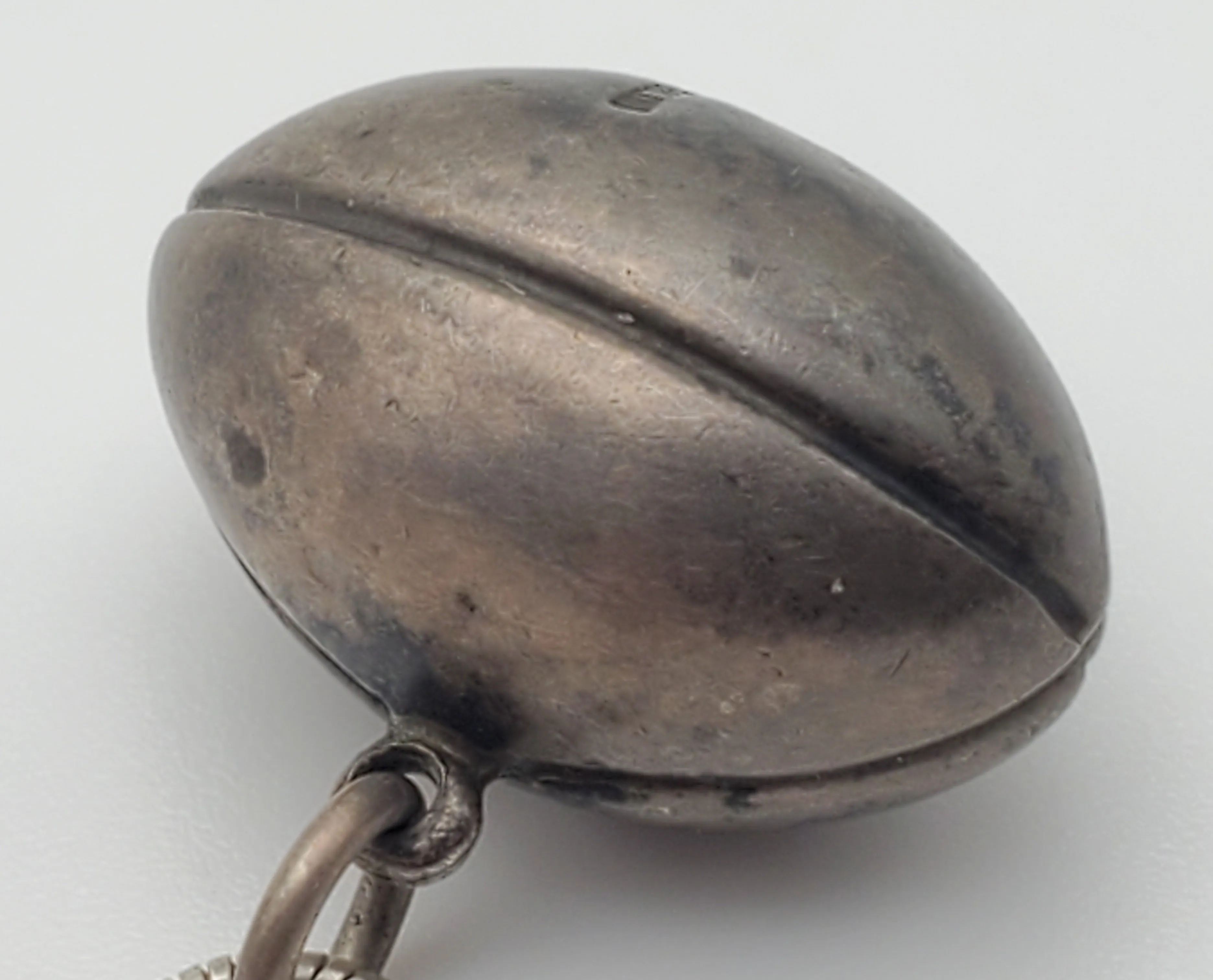 Vintage Sterling Silver Football Pendant on Sterling Silver Necklace - 19.75"