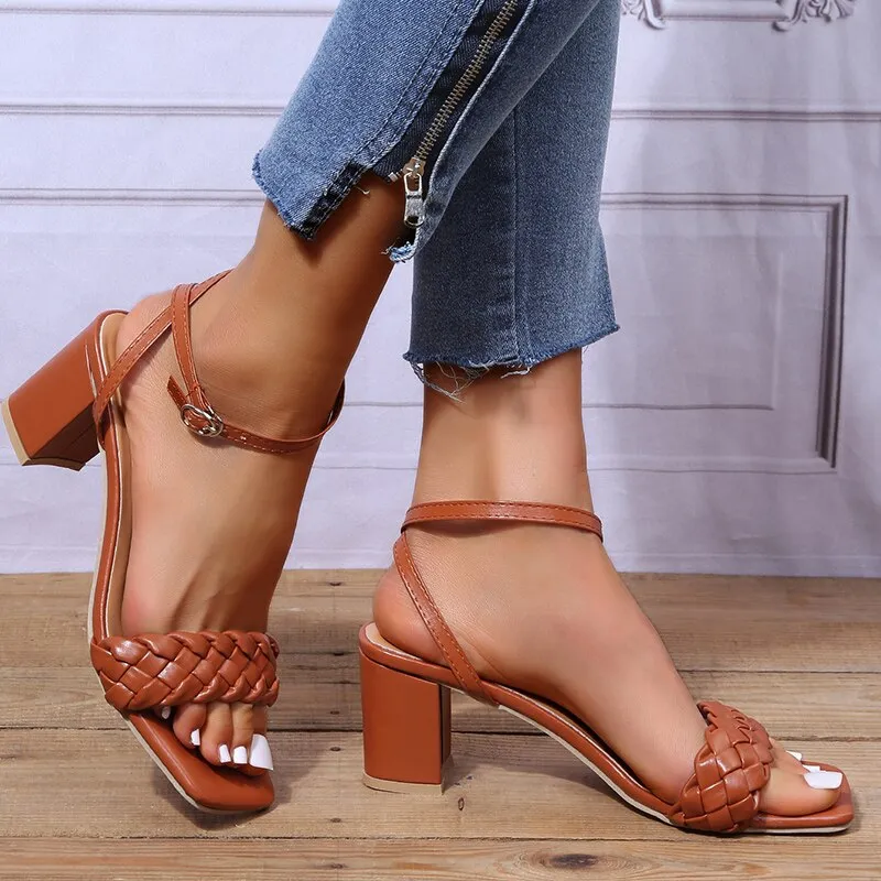 Women Peep Toe Leather Sandals