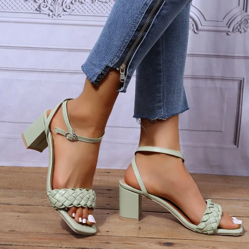 Women Peep Toe Leather Sandals