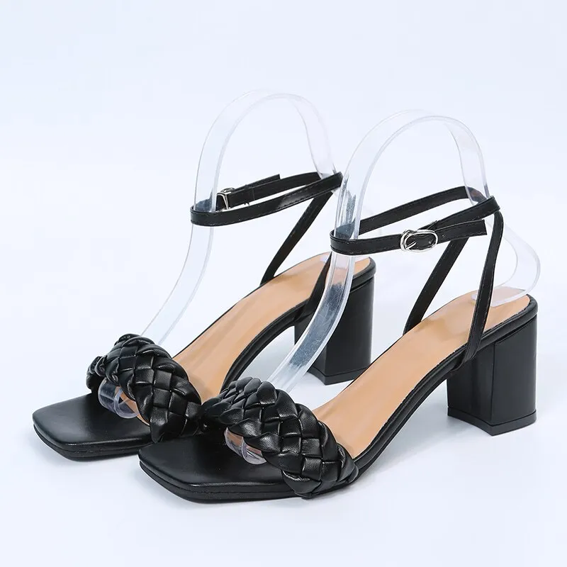 Women Peep Toe Leather Sandals
