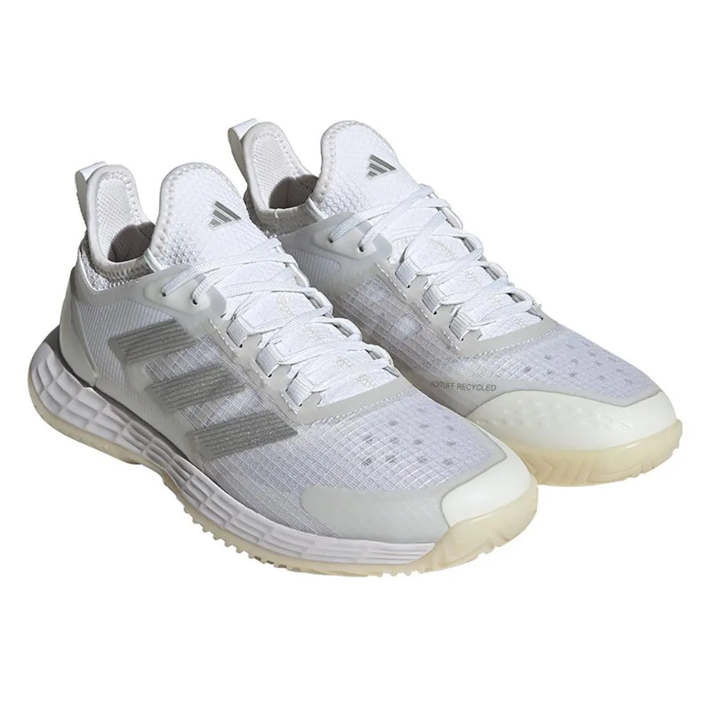 Women's adizero Ubersonic 4.1 Tennis Shoes White and Silver Metallic