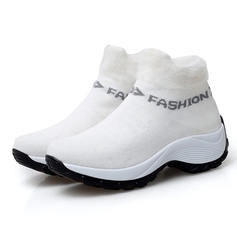 Women's winter thermal villi fashion high top sneakers
