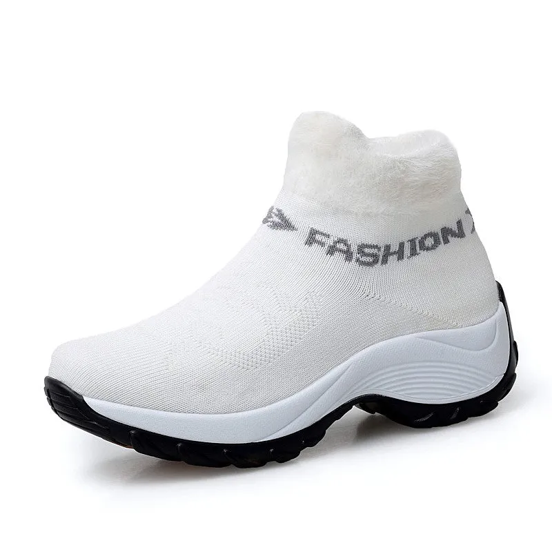 Women's winter thermal villi fashion high top sneakers